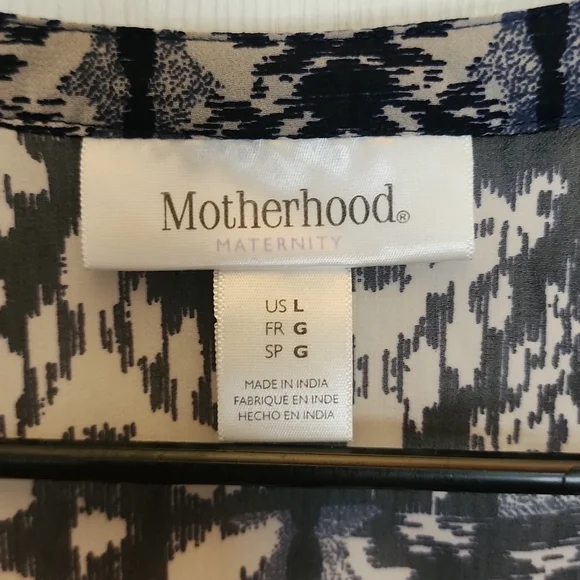 Motherhood Maternity blue black and cream size L with tie string - Picture 3 of 5